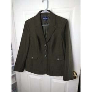 Evan-picone Suit Woman 12P Blazer Olive Green Lines Three Button Close...